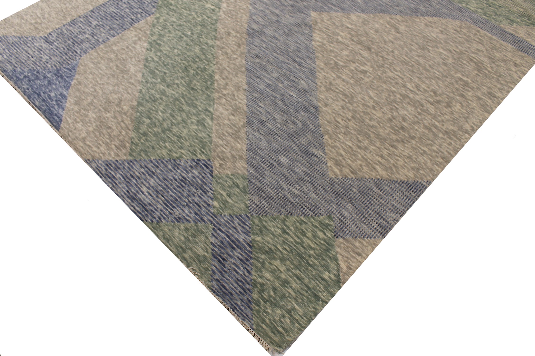 Contemporary & Transitional Rugs EDGE 027550 Lt. Grey - Grey & Lt. Blue - Blue Hand Knotted Rug