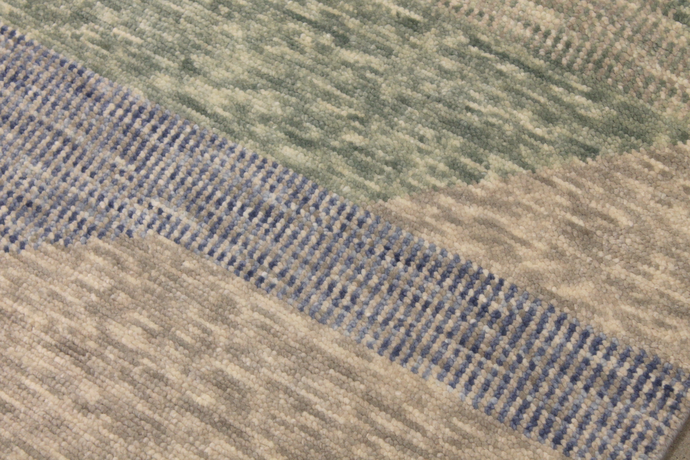 Contemporary Rugs & Transitional Rugs EDGE 027550 Lt. Grey - Grey & Lt. Blue - Blue Hand Knotted Rug
