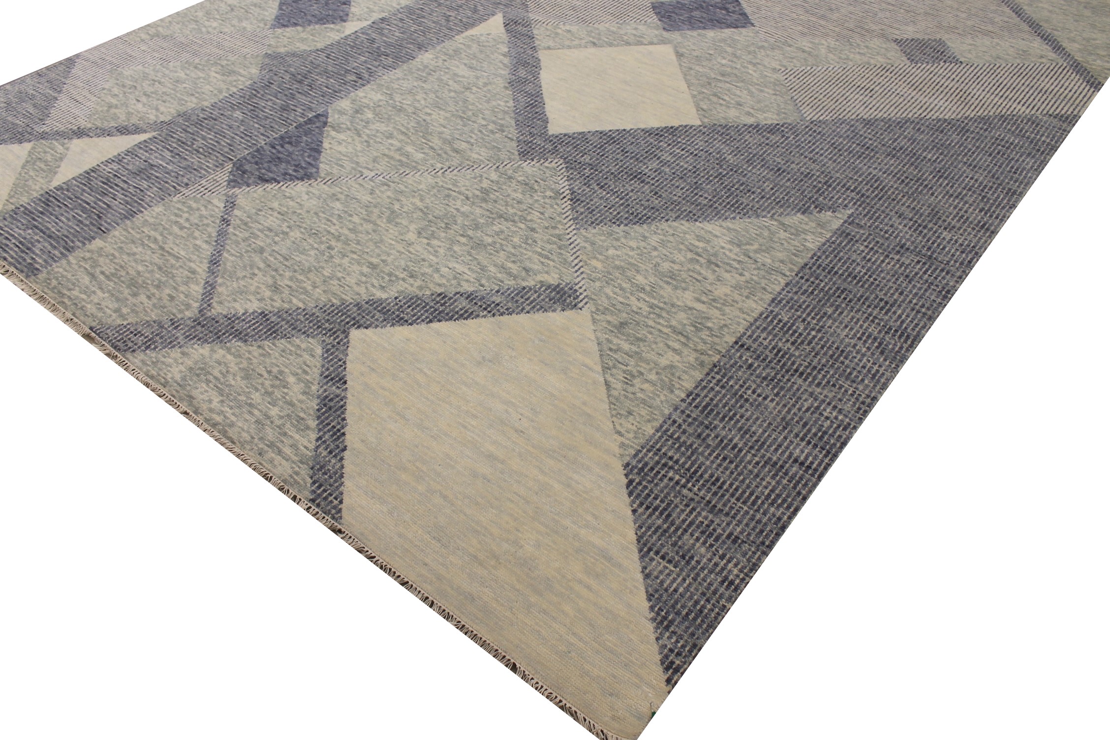 Contemporary Rugs & Transitional Rugs EDGE 027549 Lt. Grey - Grey Hand Knotted Rug