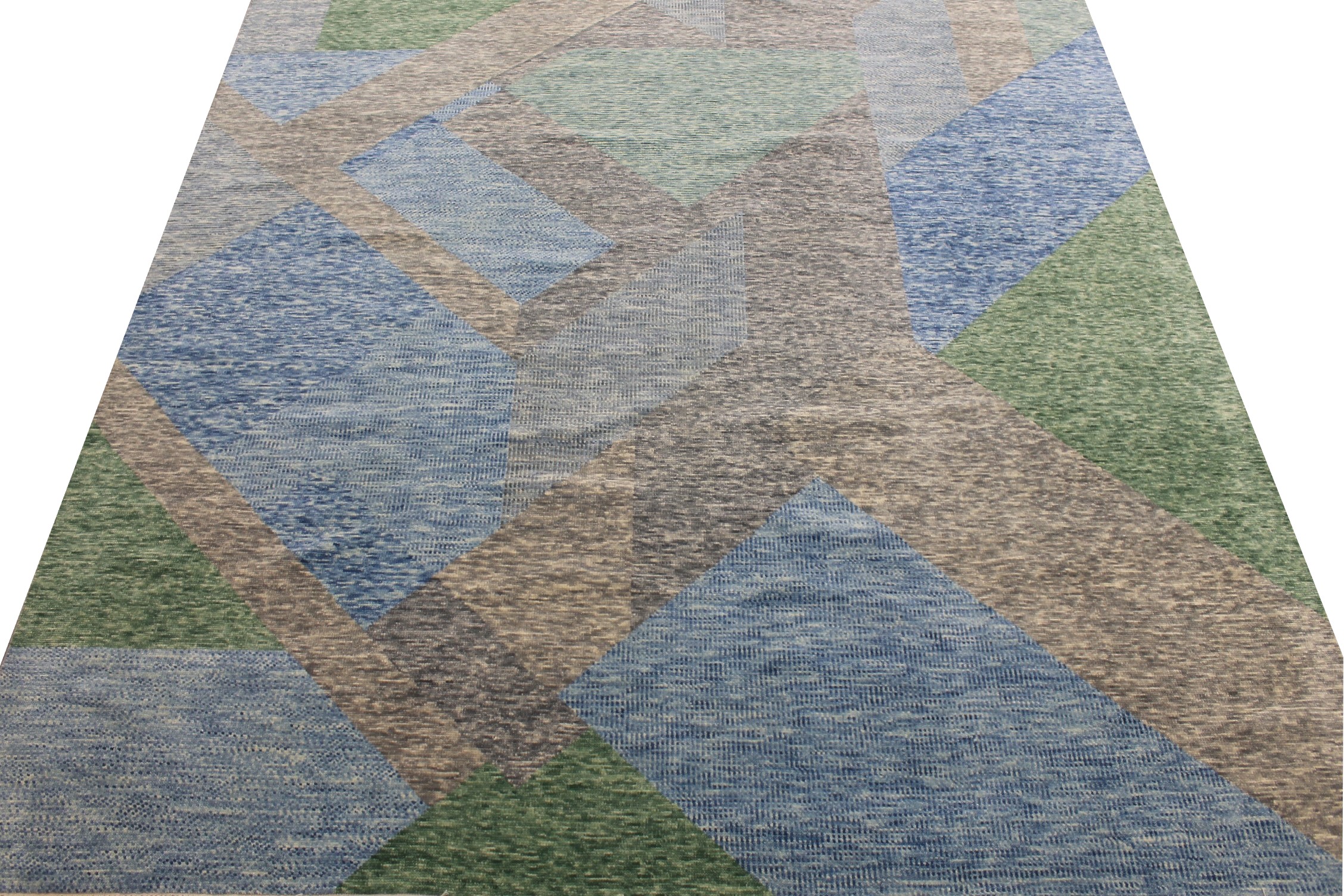 Contemporary & Transitional Rugs EDGE 027546 Lt. Blue - Blue & Lt. Grey - Grey Hand Knotted Rug