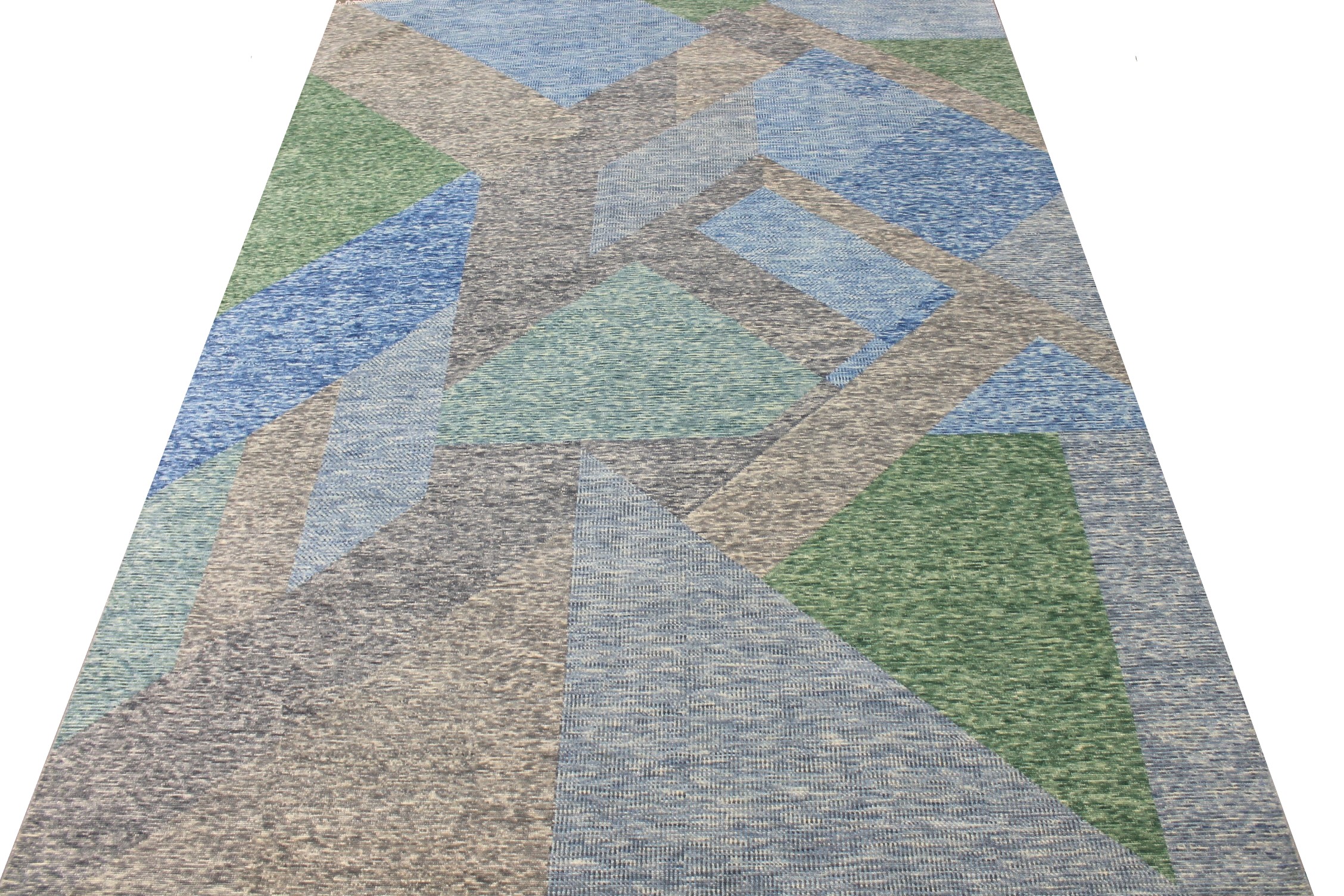 Contemporary Rugs & Transitional Rugs EDGE 027546 Lt. Blue - Blue & Lt. Grey - Grey Hand Knotted Rug