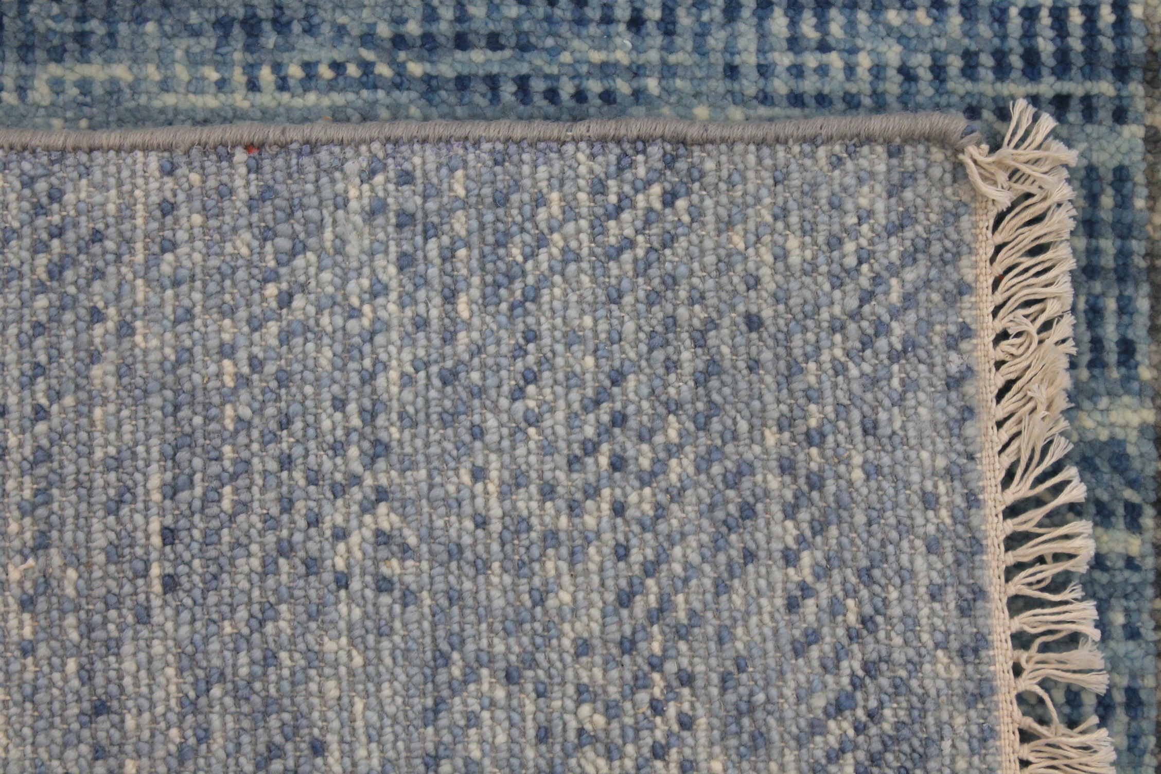 Contemporary Rugs & Transitional Rugs EDGE 027546 Lt. Blue - Blue & Lt. Grey - Grey Hand Knotted Rug
