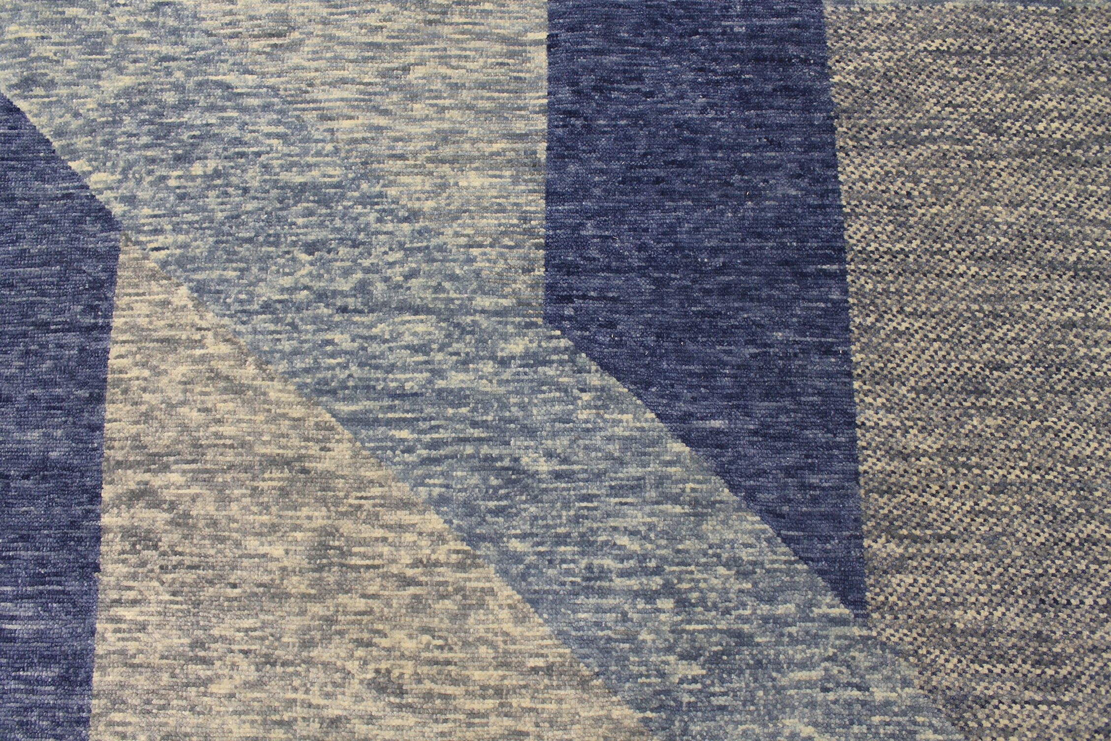 Contemporary Rugs & Transitional Rugs EDGE 027545 Medium Blue - Navy & Lt. Grey - Grey Hand Knotted Rug