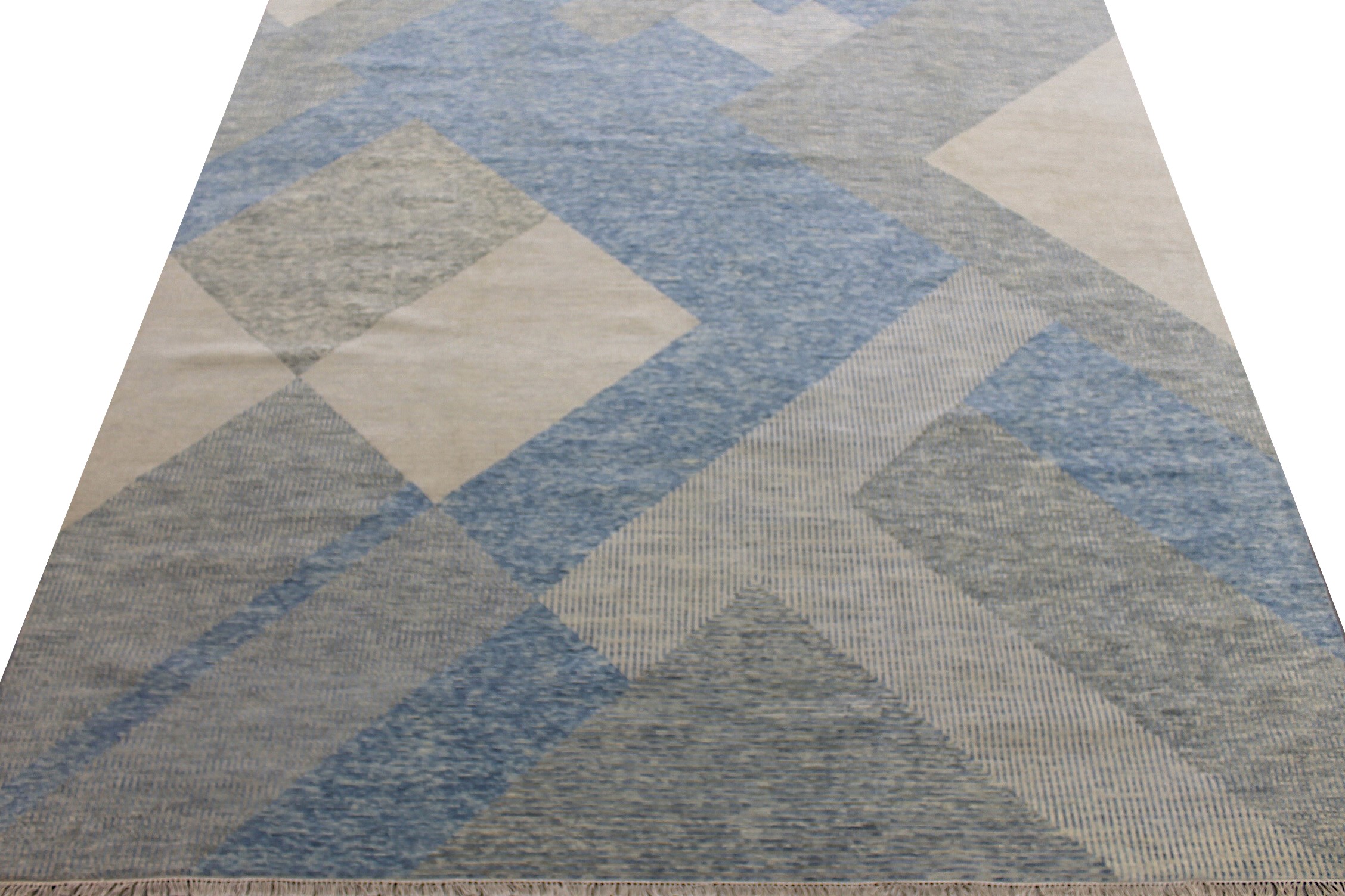 Contemporary Rugs & Transitional Rugs EDGE 027544 Lt. Grey - Grey & Lt. Blue - Blue Hand Knotted Rug