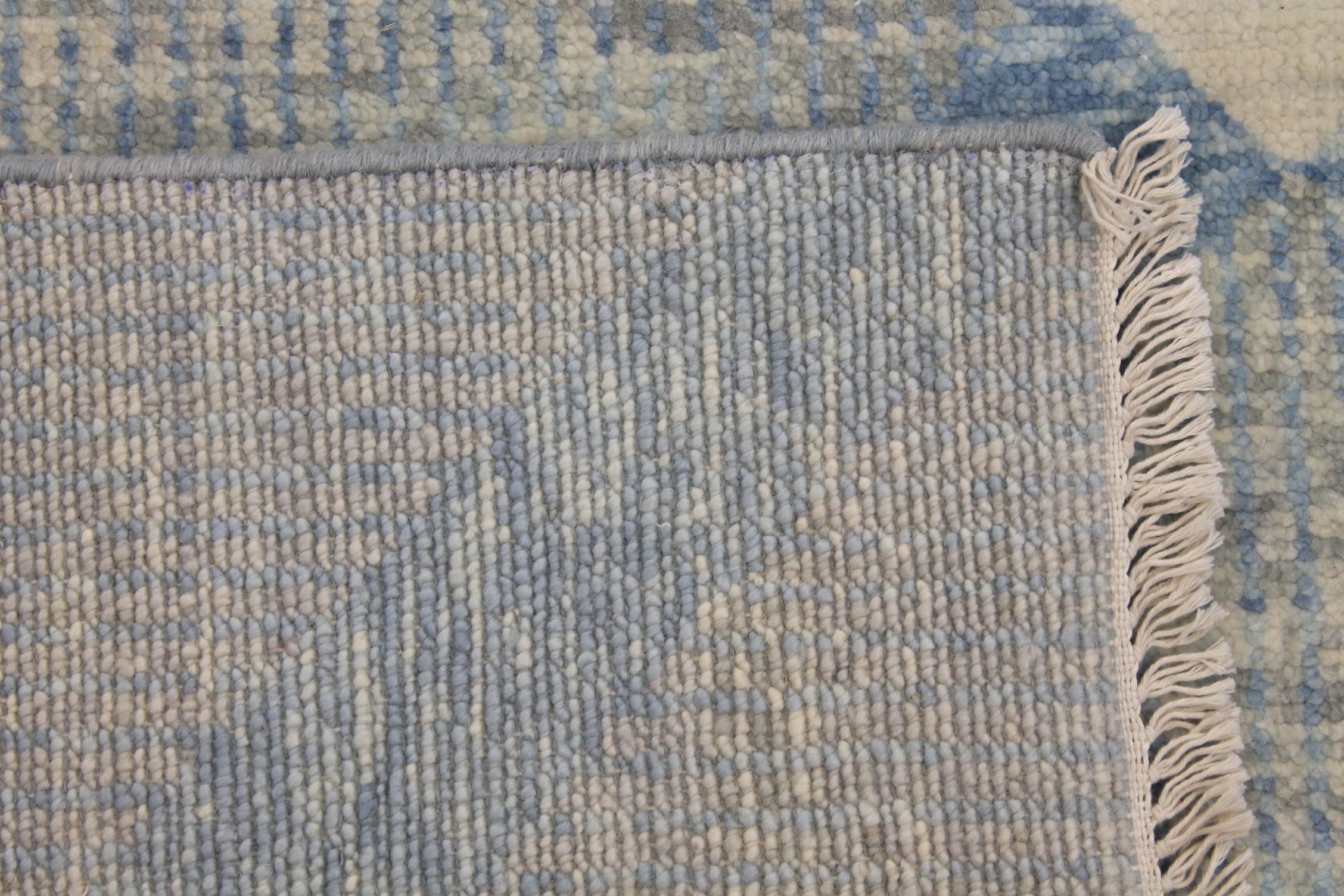 Contemporary Rugs & Transitional Rugs EDGE 027544 Lt. Grey - Grey & Lt. Blue - Blue Hand Knotted Rug
