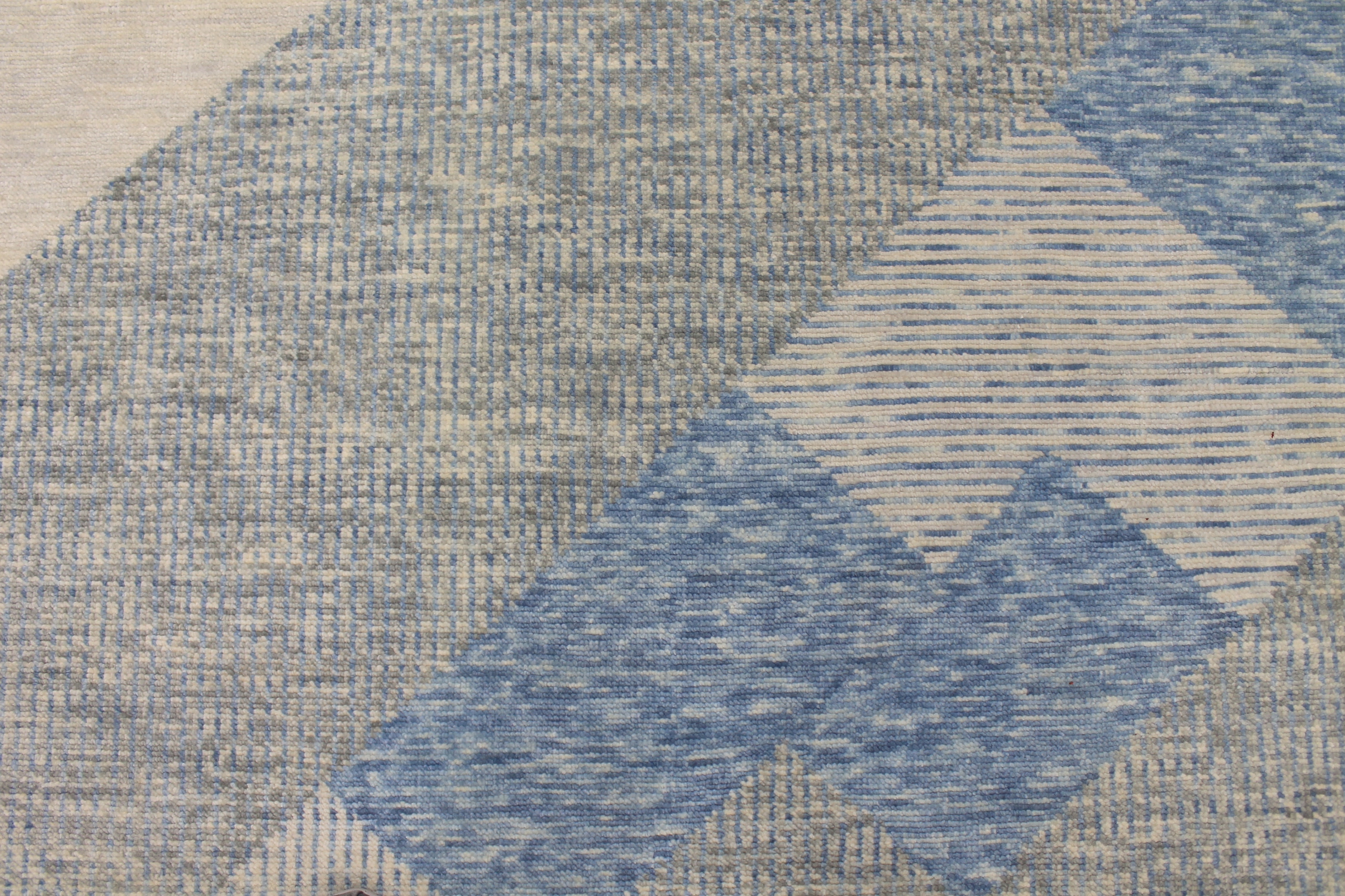 Contemporary & Modern Rugs EDGE 027544 Lt. Grey - Grey & Lt. Blue - Blue Hand Knotted Rug
