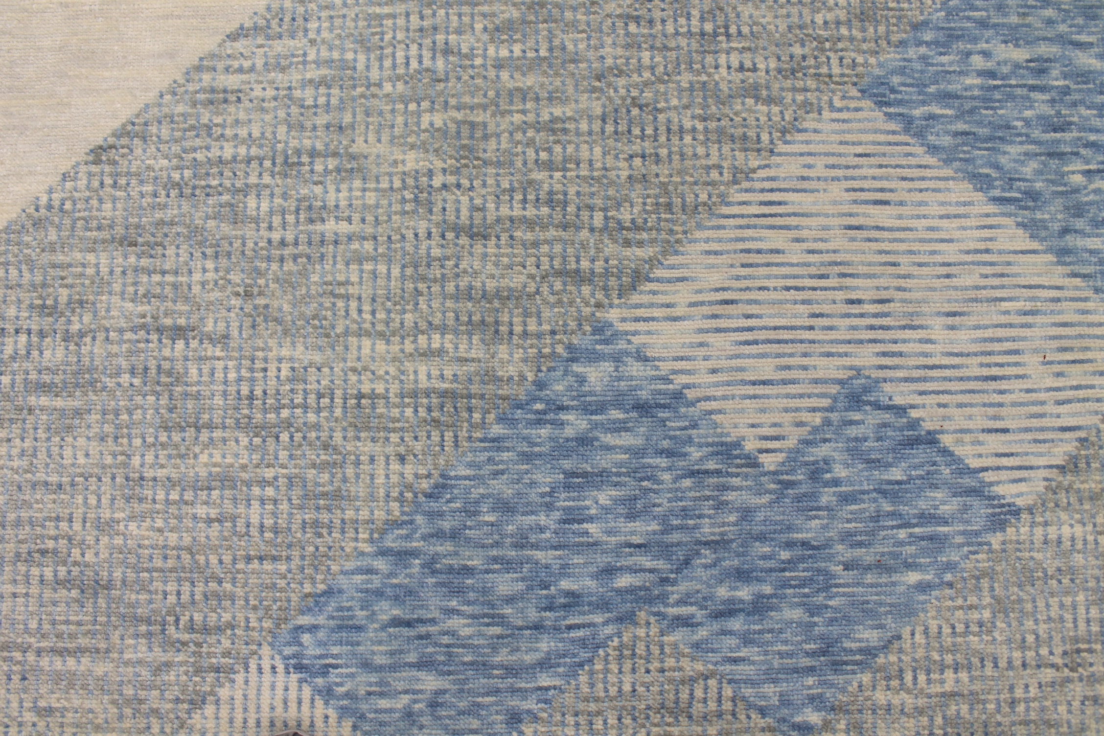 Contemporary Rugs & Transitional Rugs EDGE 027544 Lt. Grey - Grey & Lt. Blue - Blue Hand Knotted Rug