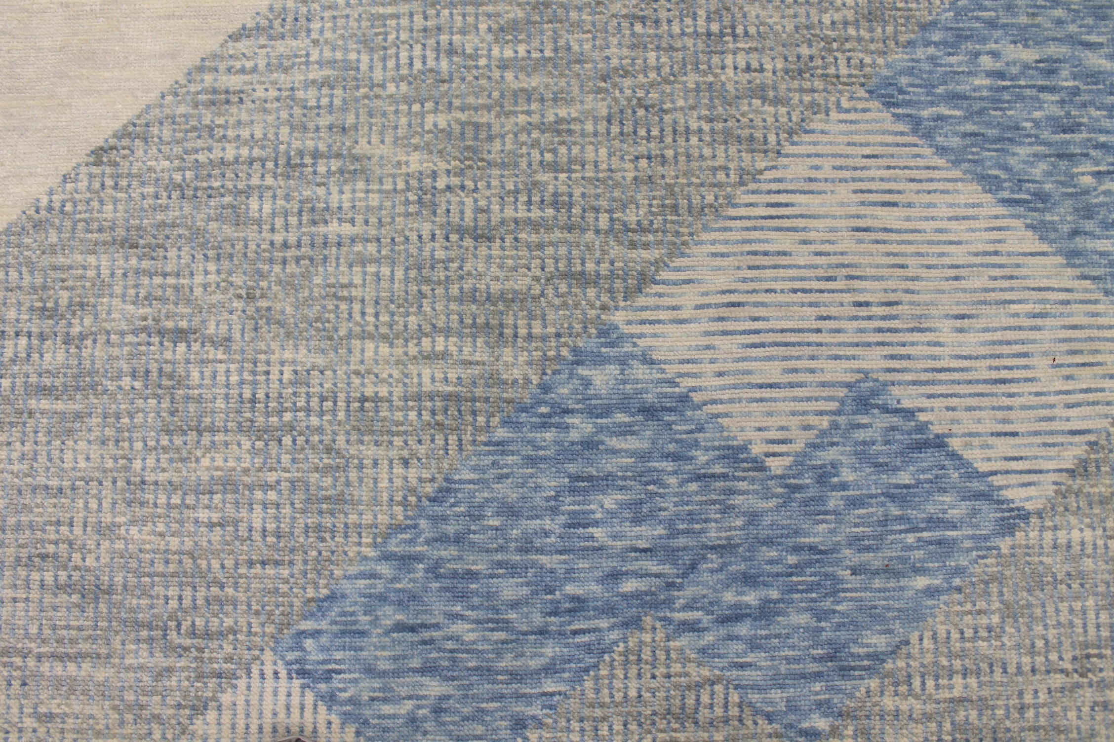 Contemporary & Transitional Rugs EDGE 027544 Lt. Grey - Grey & Lt. Blue - Blue Hand Knotted Rug