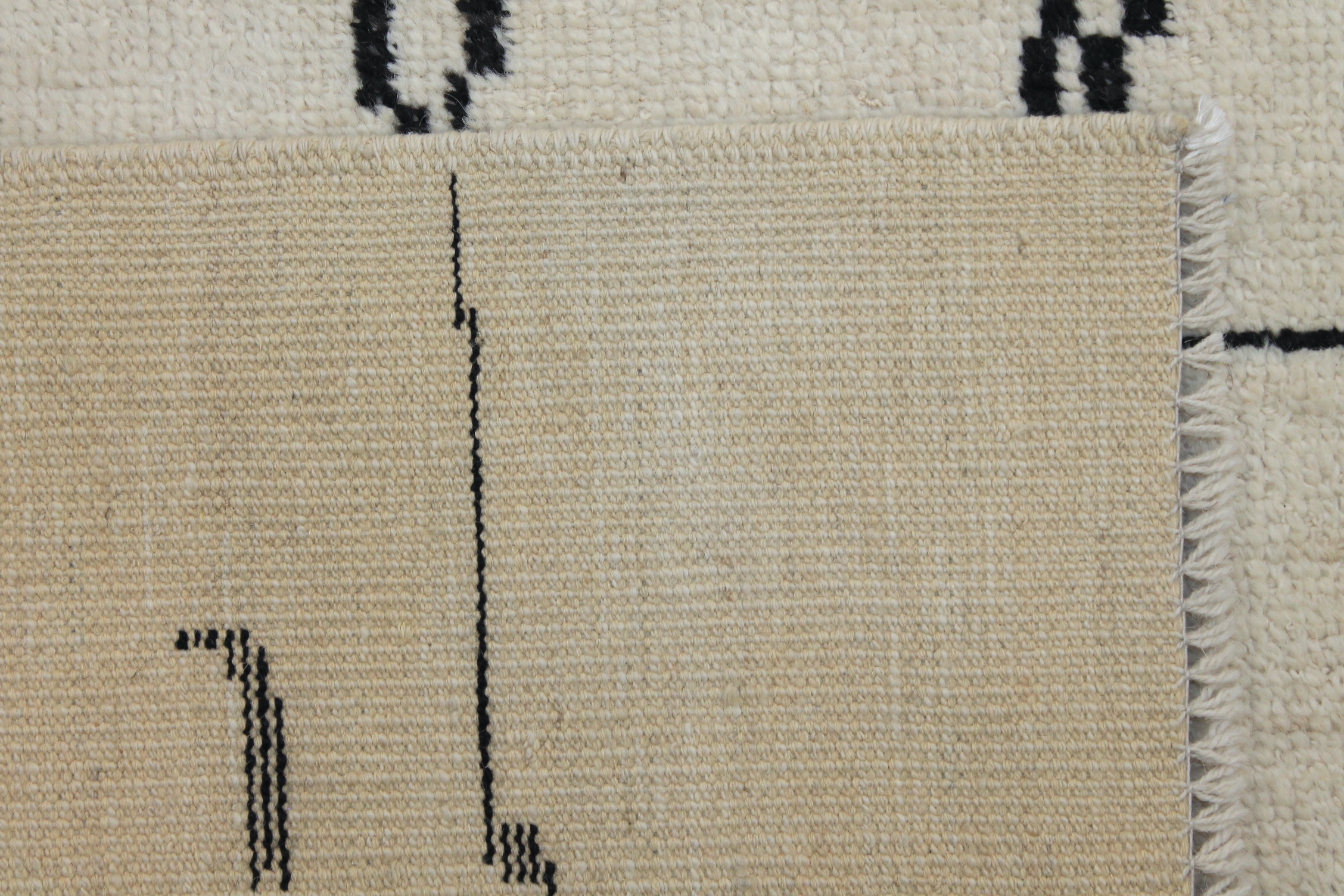 Casual Rugs & Solid Rugs MORROCAN 027206 Ivory - Beige & Black - Charcoal Hand Knotted Rug
