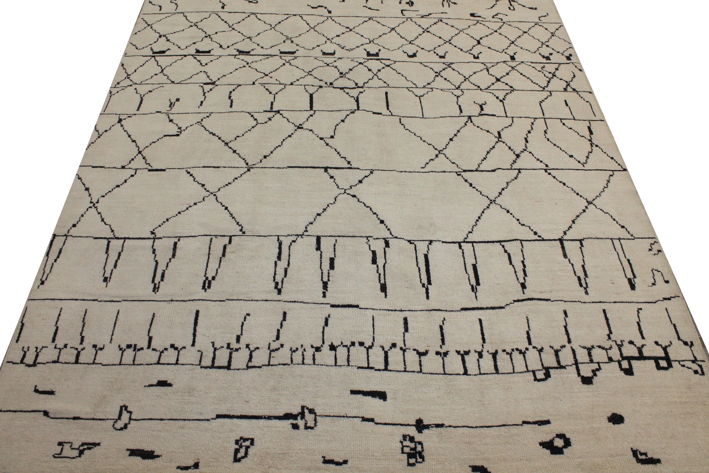 Casual Rugs & Solid Rugs MORROCAN 027206 Ivory - Beige & Black - Charcoal Hand Knotted Rug
