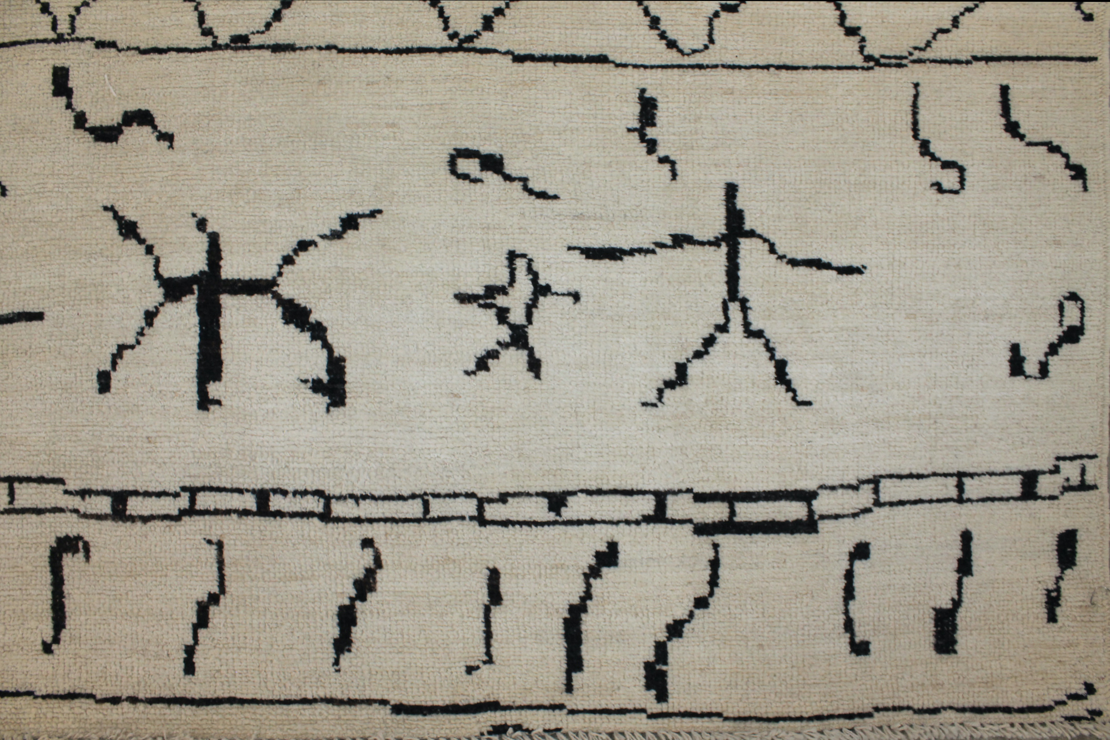 Casual Rugs & Solid Rugs MORROCAN 027206 Ivory - Beige & Black - Charcoal Hand Knotted Rug