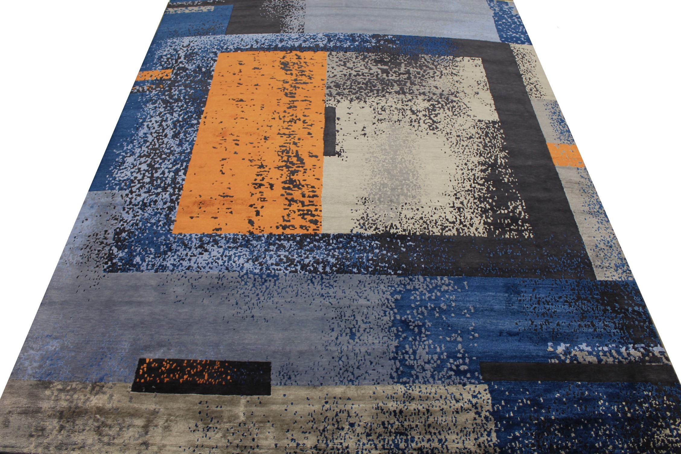 Contemporary Rugs & Transitional Rugs SPLASH 027478 Medium Blue - Navy & Lt. Blue - Blue Hand Knotted Rug