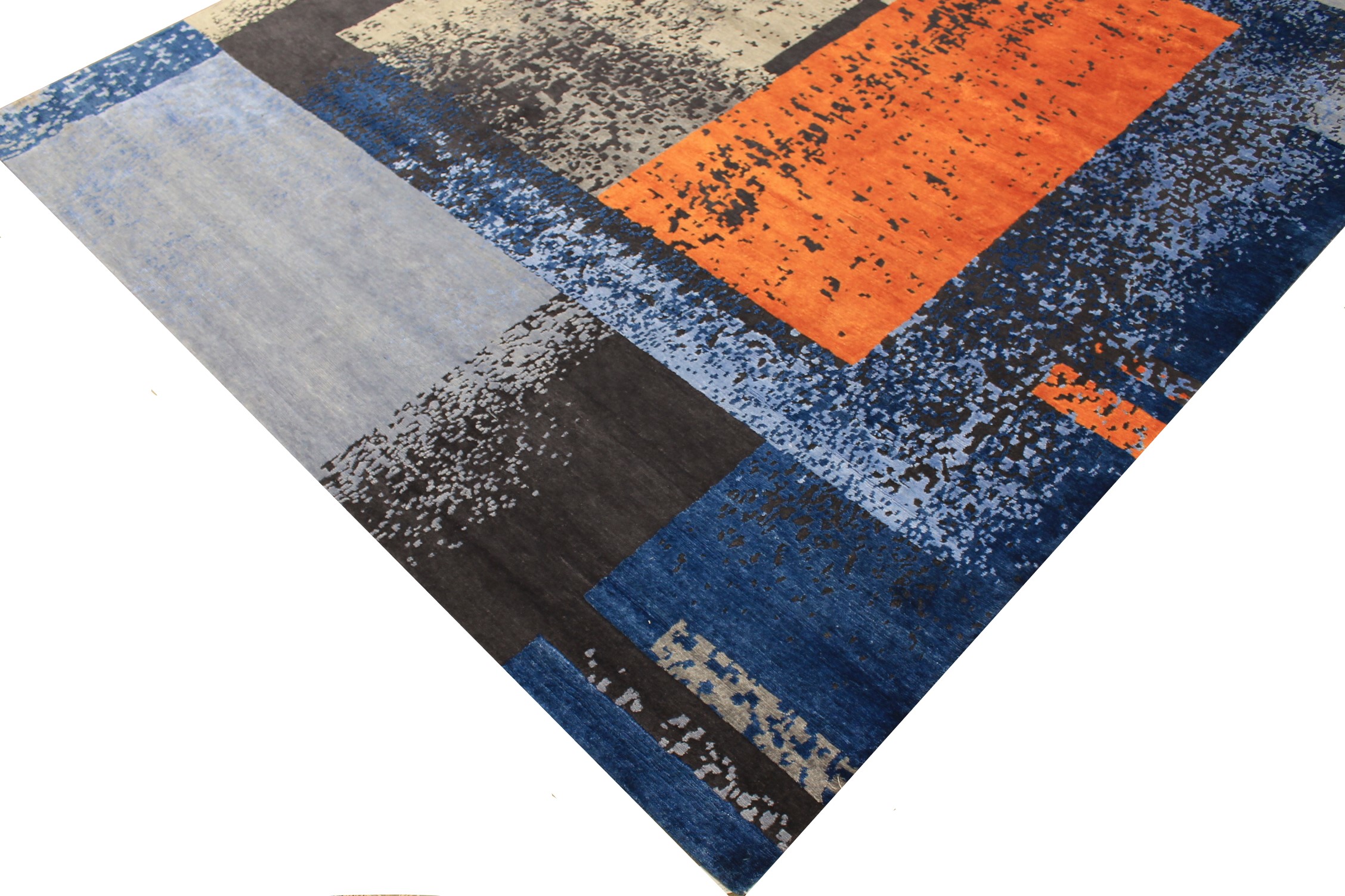 Contemporary Rugs & Transitional Rugs SPLASH 027478 Medium Blue - Navy & Lt. Blue - Blue Hand Knotted Rug