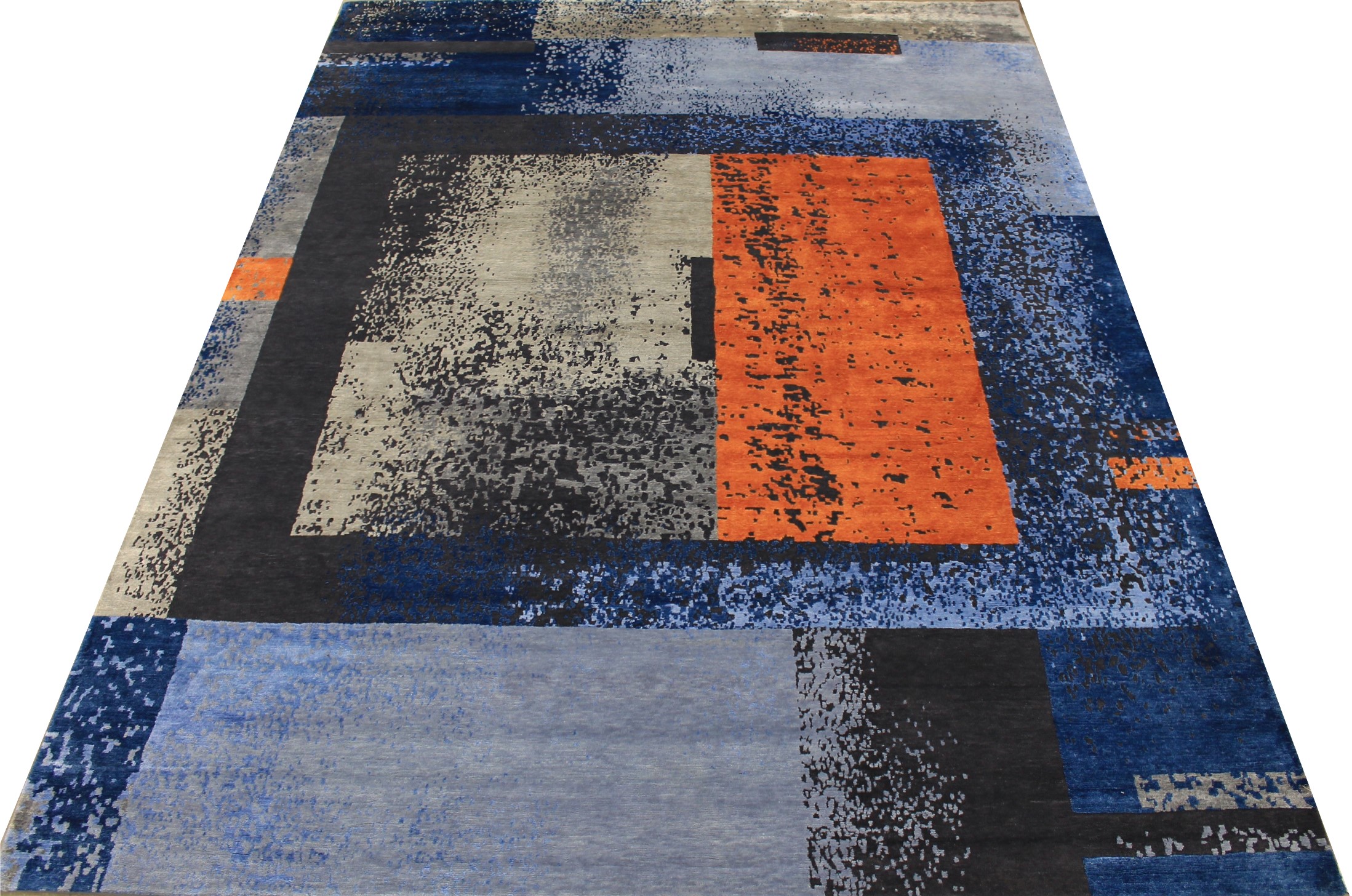 Contemporary Rugs & Transitional Rugs SPLASH 027478 Medium Blue - Navy & Lt. Blue - Blue Hand Knotted Rug