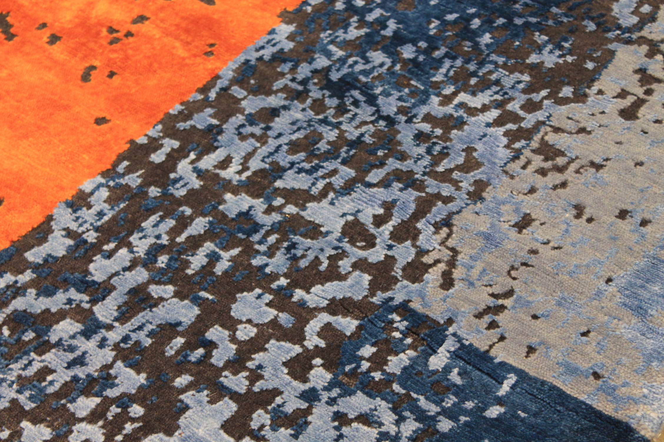 Contemporary Rugs & Transitional Rugs SPLASH 027478 Medium Blue - Navy & Lt. Blue - Blue Hand Knotted Rug
