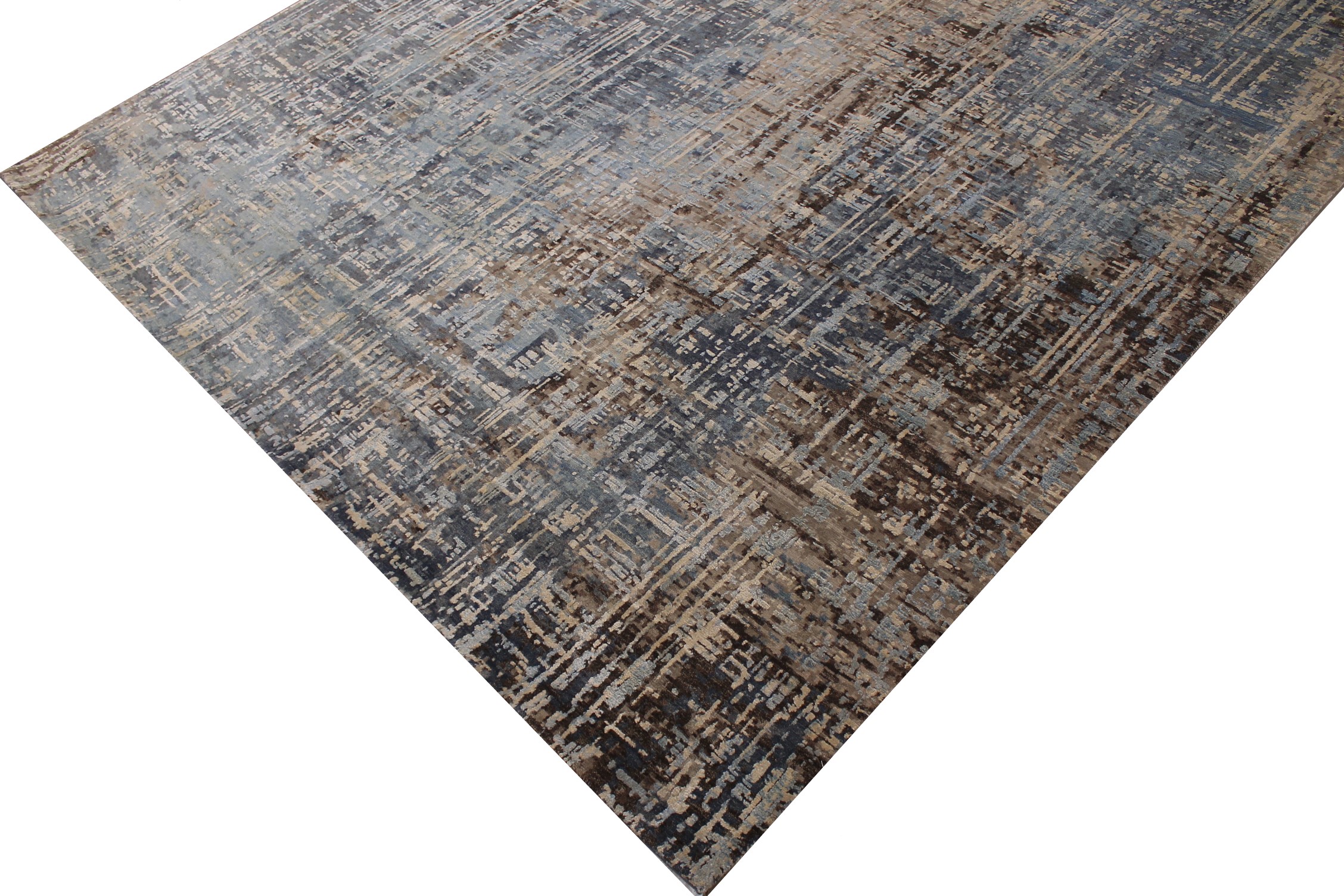 Contemporary Rugs & Transitional Rugs SPLASH 027473 Lt. Grey - Grey & Lt. Brown - Chocolate Hand Knotted Rug