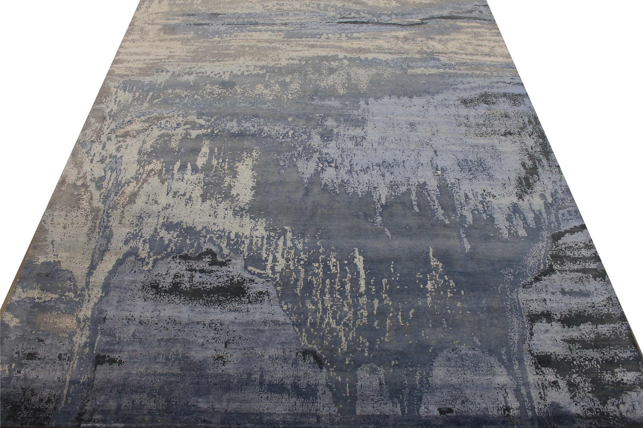 Contemporary Rugs & Transitional Rugs FINE SPLASH 027474 Lt. Blue - Blue & Lt. Grey - Grey Hand Knotted Rug