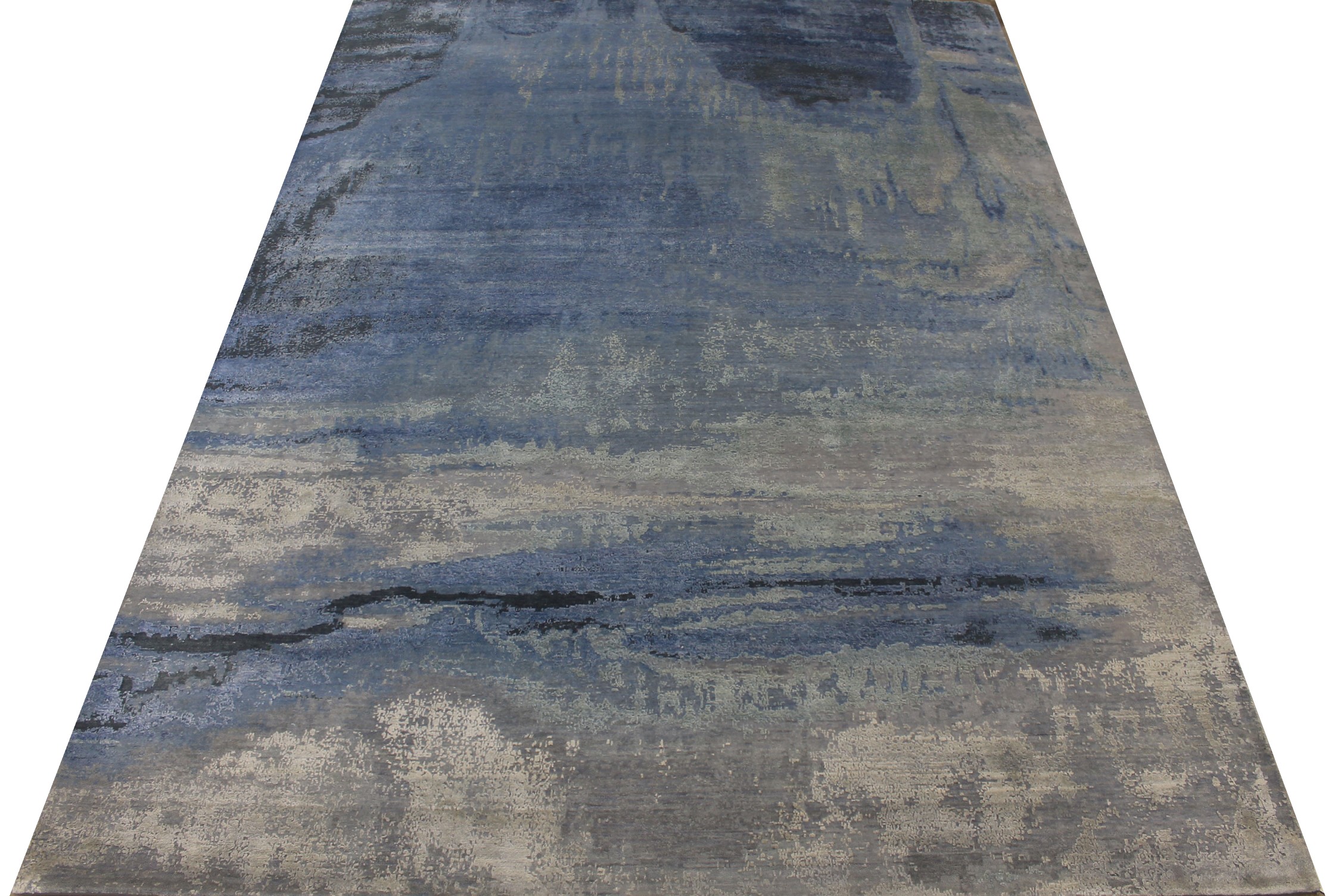 Contemporary Rugs & Transitional Rugs FINE SPLASH 027474 Lt. Blue - Blue & Lt. Grey - Grey Hand Knotted Rug