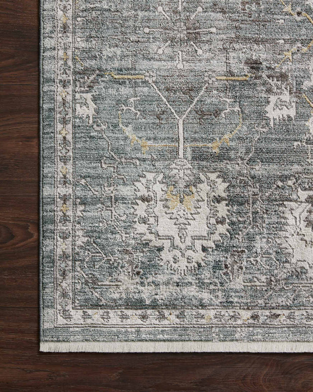 Oushak Rugs Bonney BNY-03 Lagoon Green & Ivory - Beige Machine Made Rug