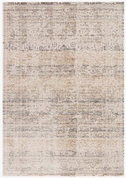 Contemporary & Transitional Rugs Homage HOM-02 Ivory - Beige & Lt. Grey - Grey Machine Made Rug
