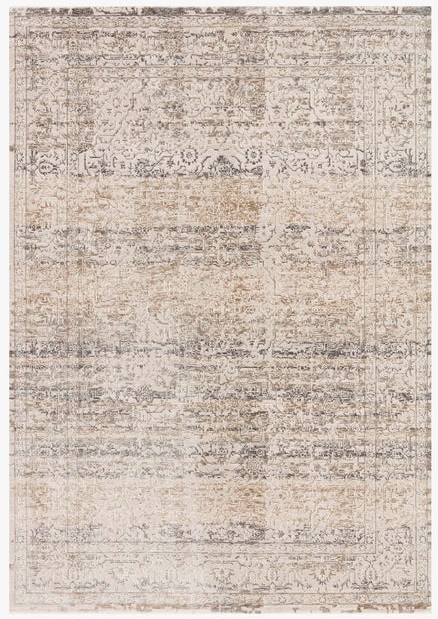 Contemporary Rugs & Transitional Rugs Homage HOM-02 Ivory - Beige & Lt. Grey - Grey Machine Made Rug