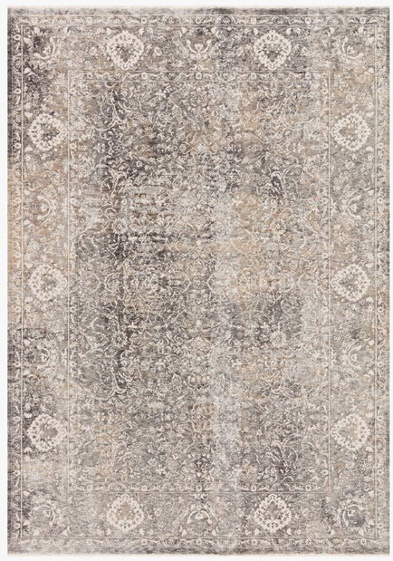 Contemporary & Transitional Rugs Homage HOM-03 Lt. Grey - Grey & Ivory - Beige Machine Made Rug