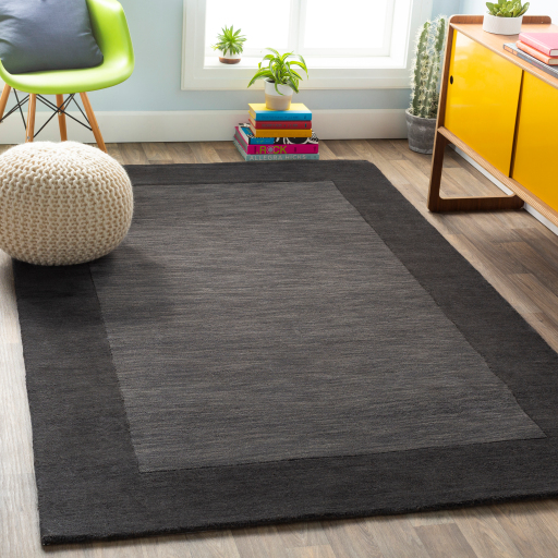 Casual Rugs & Solid Rugs Mystique M-347  Black - Charcoal Hand Loomed Rug