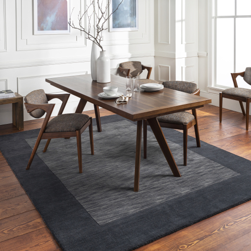 Casual Rugs & Solid Rugs Mystique M-347  Black - Charcoal Hand Loomed Rug