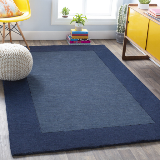 Casual Rugs & Solid Rugs Mystique M-309  Medium Blue - Navy Hand Loomed Rug