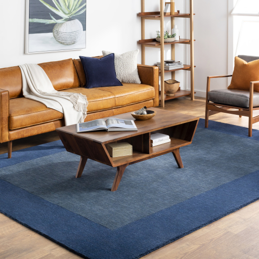 Casual Rugs & Solid Rugs Mystique M-309  Medium Blue - Navy Hand Loomed Rug