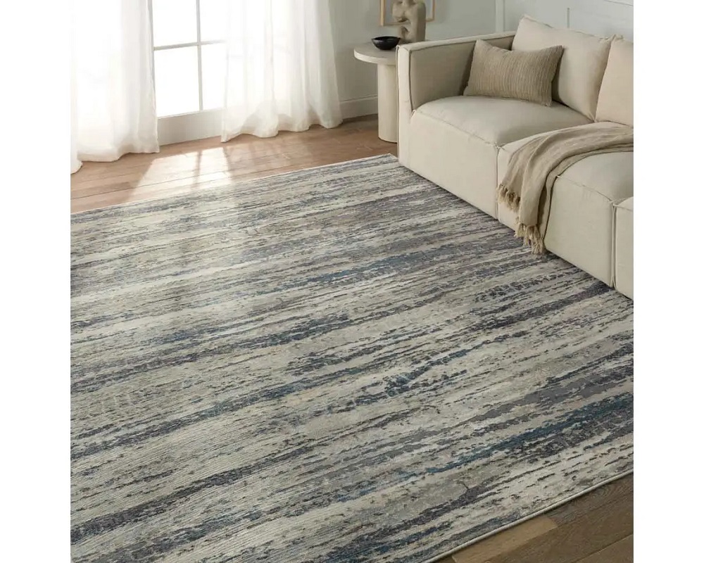 Contemporary & Transitional Rugs Caicos CAi09 Lt. Grey - Grey & Medium Blue - Navy Machine Made Rug