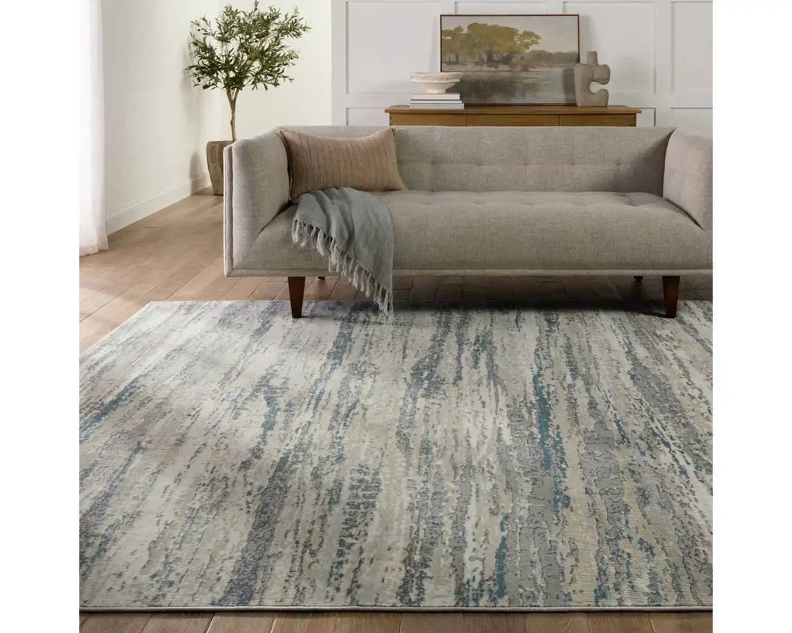 Contemporary & Transitional Rugs Caicos CAi09 Lt. Grey - Grey & Medium Blue - Navy Machine Made Rug