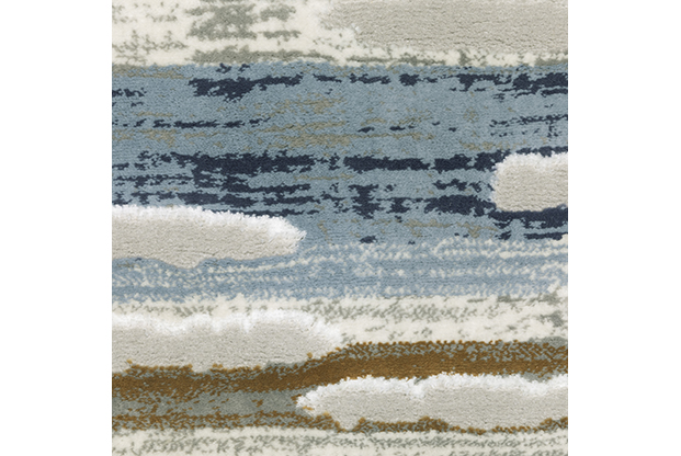 Contemporary & Transitional Rugs Easton 4514E Lt. Grey - Grey & Medium Blue - Navy Machine Made Rug