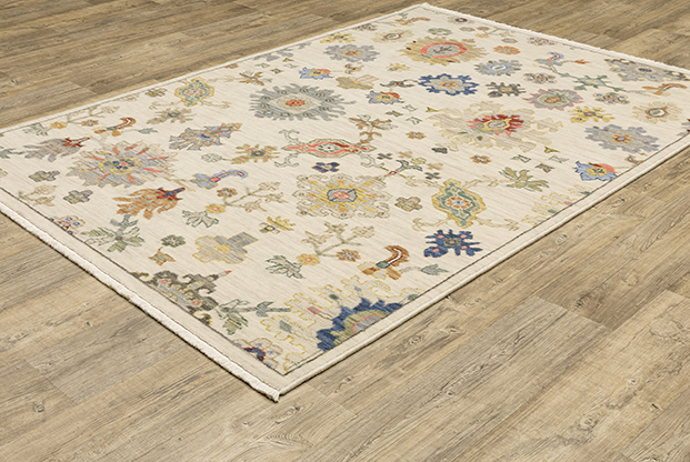 Oushak Rugs Lucca 5507W Ivory - Beige & Multi Machine Made Rug