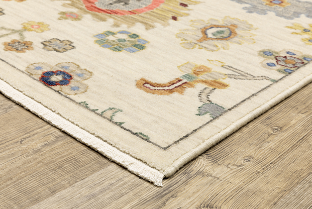 Oushak Rugs Lucca 5507W Ivory - Beige & Multi Machine Made Rug