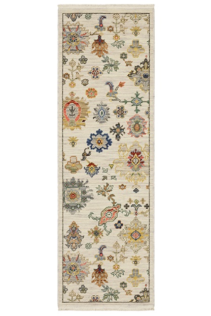 Oushak Rugs Lucca 5507W Ivory - Beige & Multi Machine Made Rug