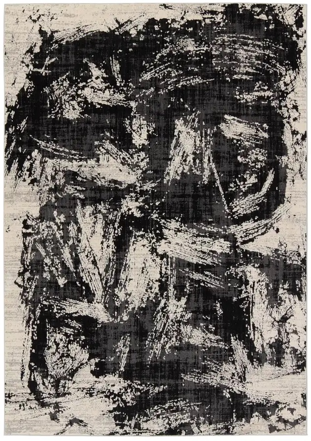 Contemporary Rugs & Transitional Rugs Graphite GRA02 Black - Charcoal & Ivory - Beige Machine Made Rug
