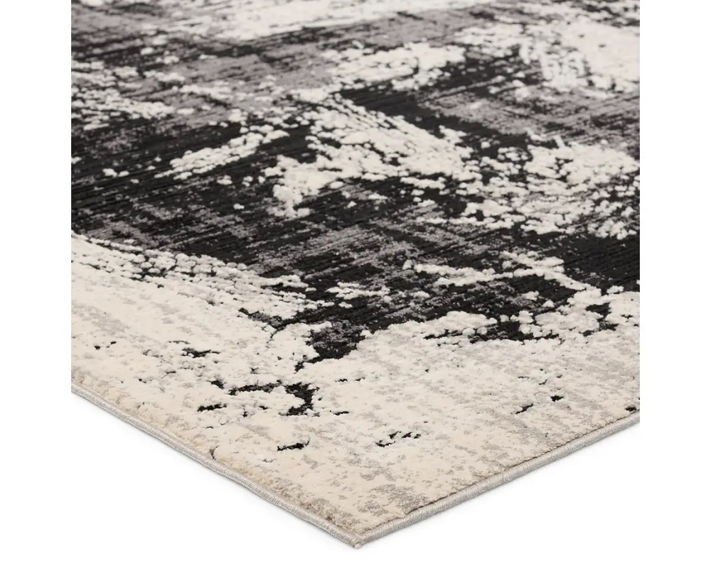 Contemporary Rugs & Transitional Rugs Graphite GRA02 Black - Charcoal & Ivory - Beige Machine Made Rug