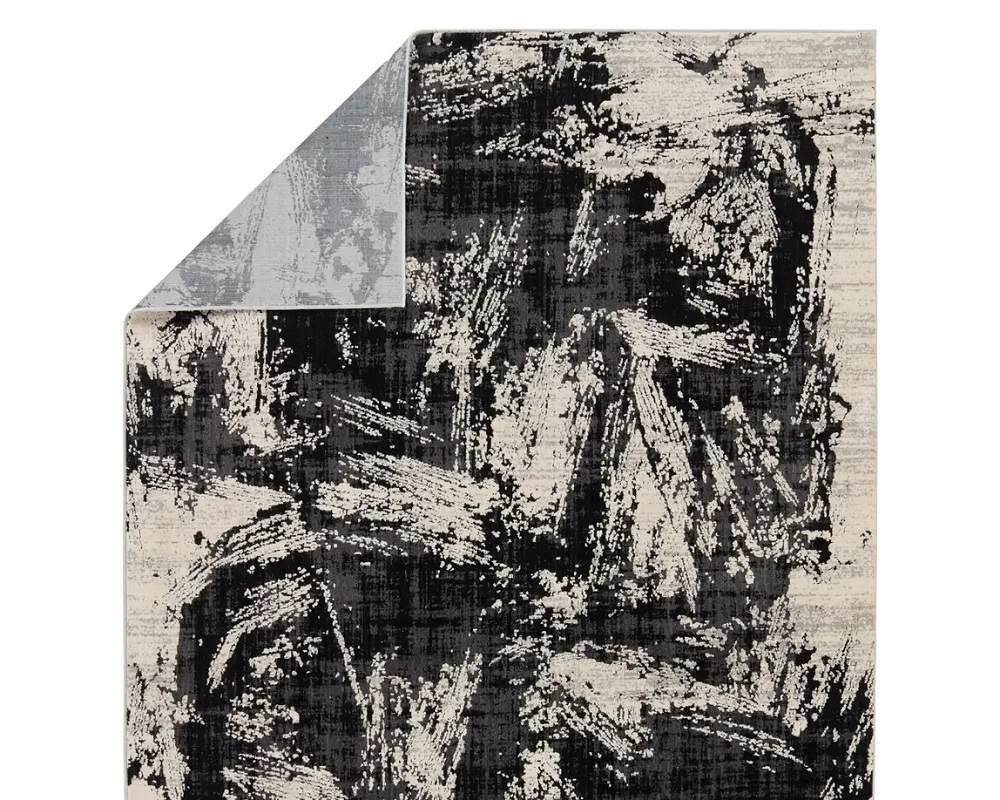 Contemporary Rugs & Transitional Rugs Graphite GRA02 Black - Charcoal & Ivory - Beige Machine Made Rug