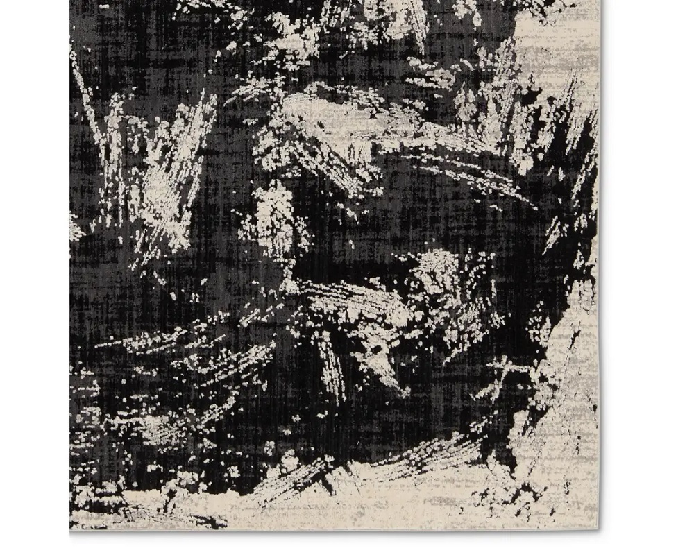 Contemporary Rugs & Transitional Rugs Graphite GRA02 Black - Charcoal & Ivory - Beige Machine Made Rug