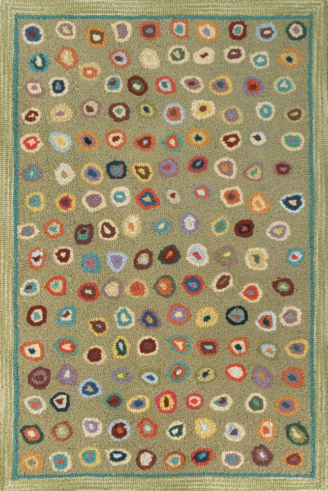 Contemporary Rugs & Transitional Rugs Catspaw Sage Lt.Green & Green Hand Hooked Rug
