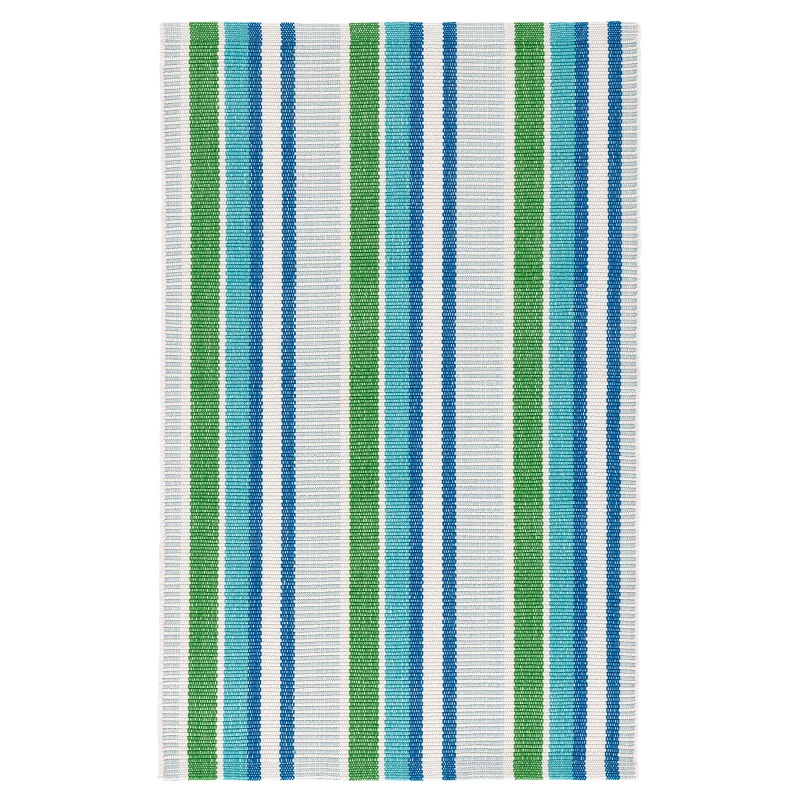 Solid & Stripe Rugs Always Greener Cobalt/Green Aqua - Lt.Green & Lt. Blue - Blue Hand Crafted Rug