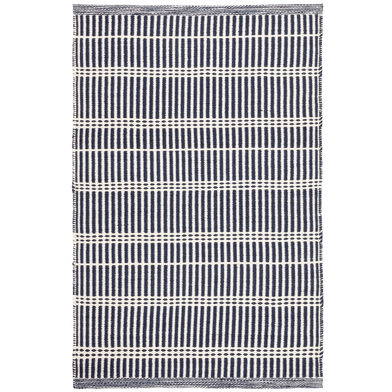 Woven Rugs Marlo Navy/Ivory Medium Blue - Navy & Ivory - Beige Hand Woven Rug