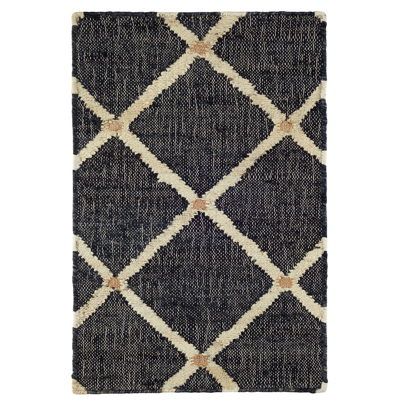 Flat Woven Rugs Kali Black Black - Charcoal & Ivory - Beige Hand Woven Rug