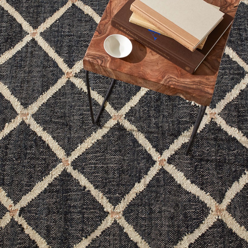 Woven Rugs Kali Black Black - Charcoal & Ivory - Beige Hand Woven Rug