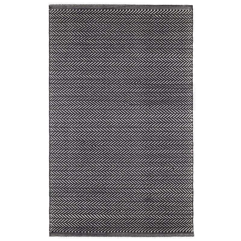 Woven Rugs Herringbone Black/Ivory Black - Charcoal & Ivory - Beige Hand Woven Rug