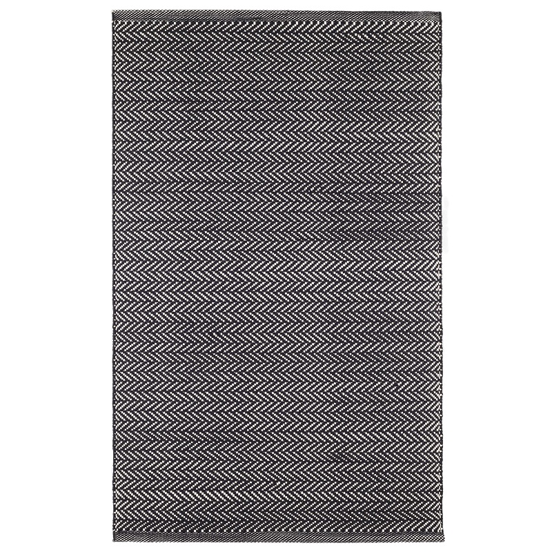 Flat Woven Rugs Herringbone Black/Ivory Black - Charcoal & Ivory - Beige Hand Woven Rug