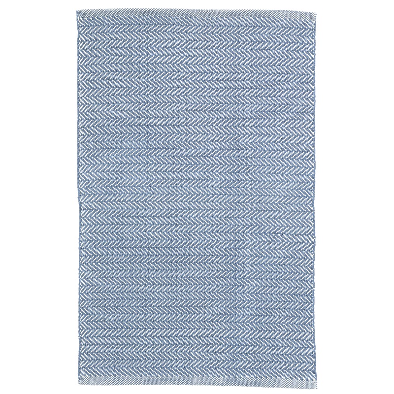 Transitional & Casual Rugs Herringbone Denim/Ivory Lt. Blue - Blue & Ivory - Beige Machine Made Rug