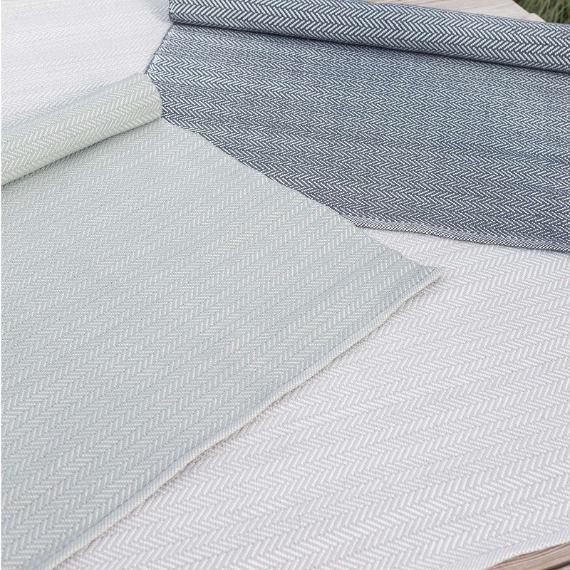 Transitional & Casual Rugs Herringbone Denim/Ivory Lt. Blue - Blue & Ivory - Beige Machine Made Rug