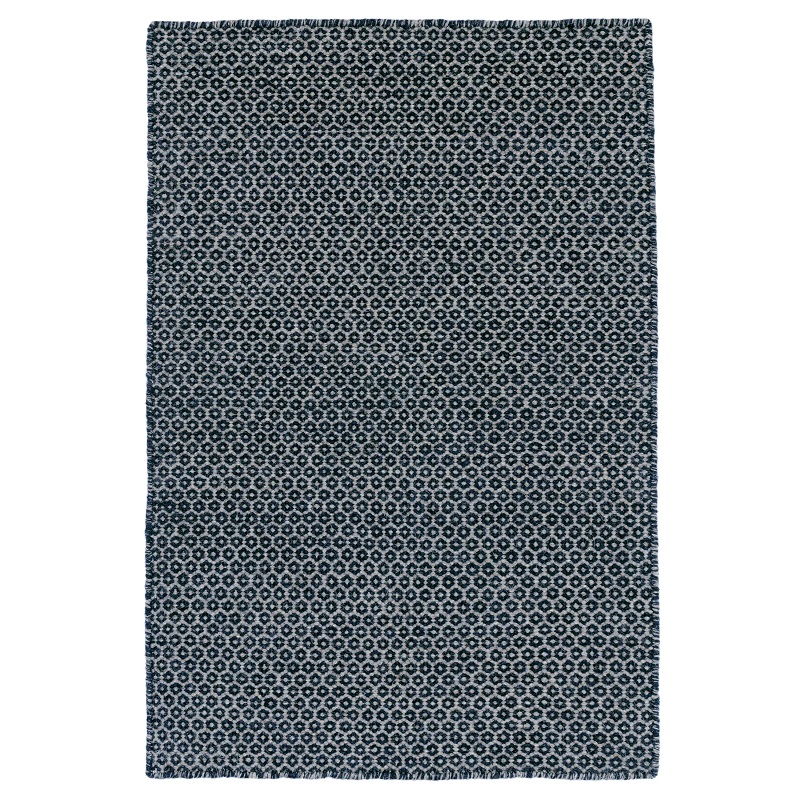 Contemporary & Transitional Rugs Honeycomb Indigo/Grey Medium Blue - Navy & Lt. Grey - Grey Hand Crafted Rug